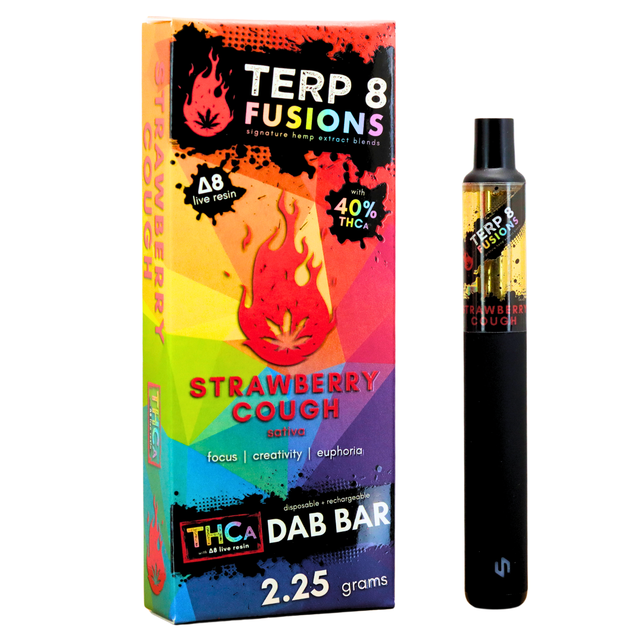 Strawberry Cough 2.25g THCA + D8 Live Resin Disposable Dab Bar | Terp 8