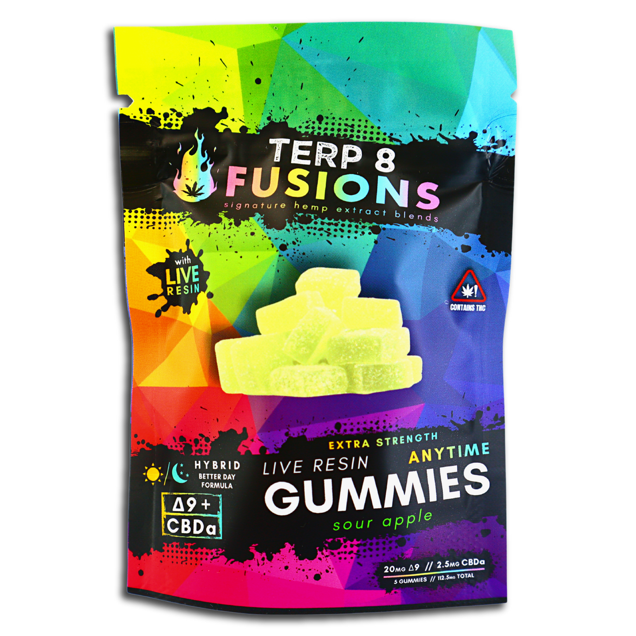 Delta-9 THC Live Resin ANYTIME Gummies - Sour Apple [5ct] | Terp 8