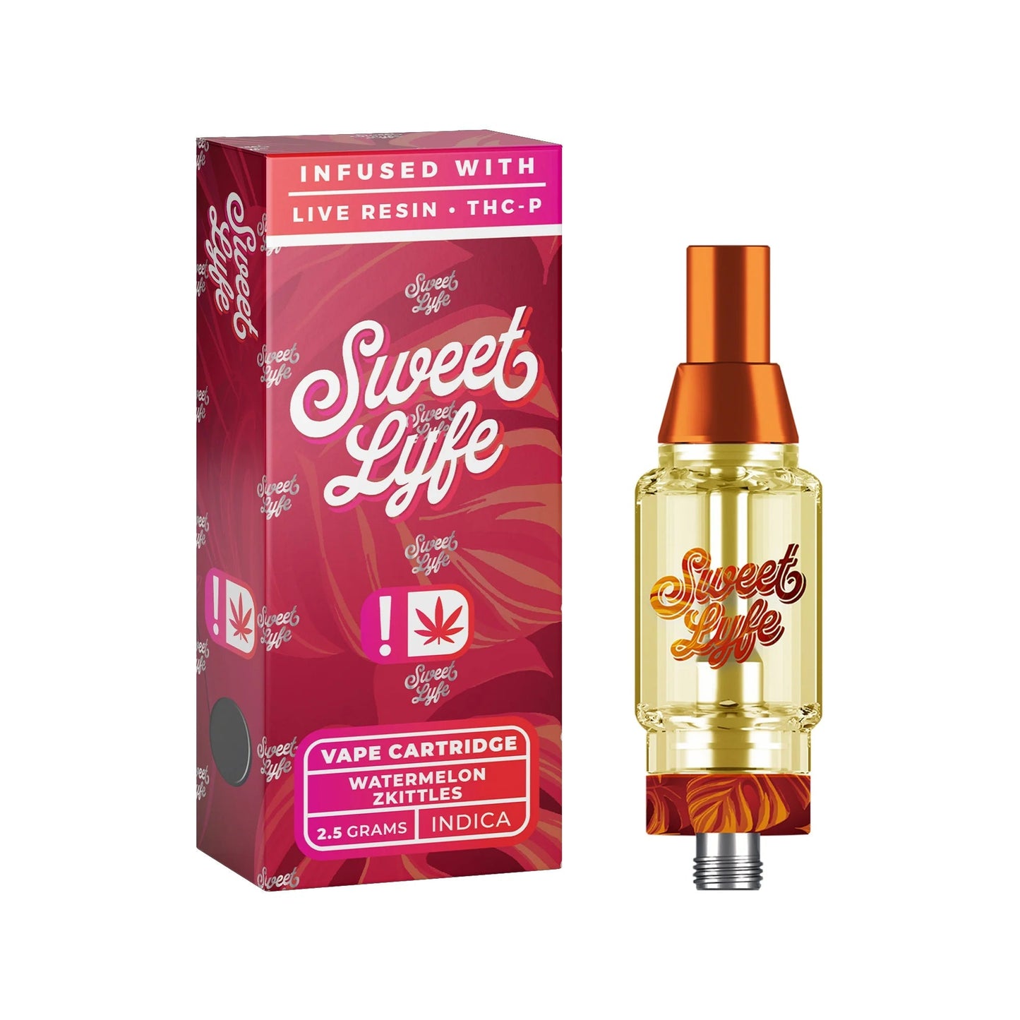 Sweet Lyfe Vape Cartridges 2.5ml w Live Resin Delta-8 + THCP - Watermelon Zkittlez - Indica