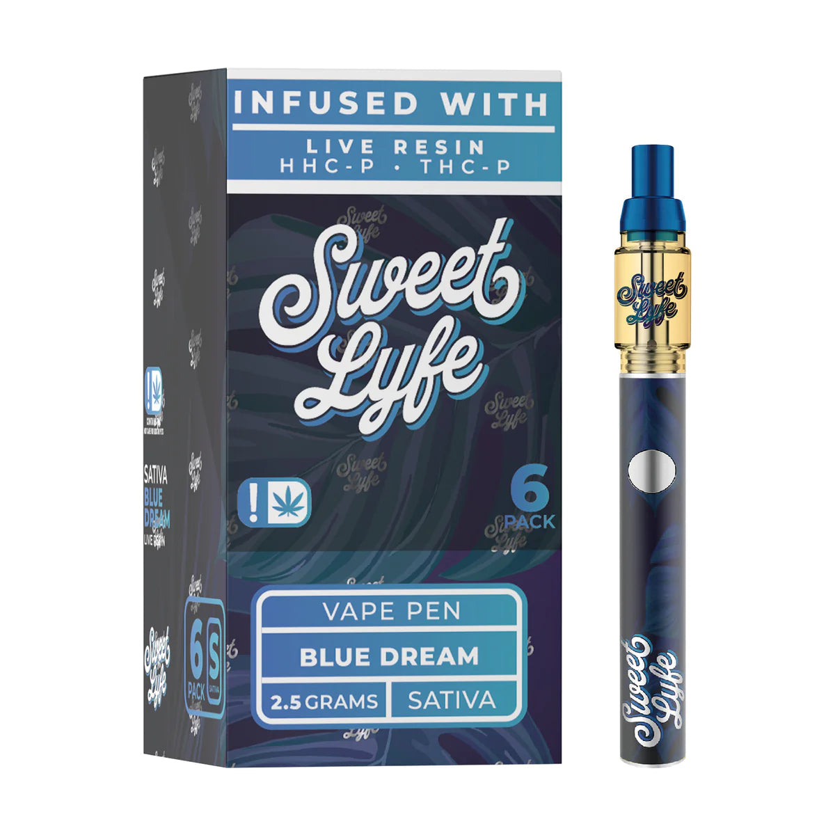 Sweet Lyfe 2.5ml Disposable Vape Pen Infused with Live Resin HHC-P+THC-P - Blue Dream - Sativa